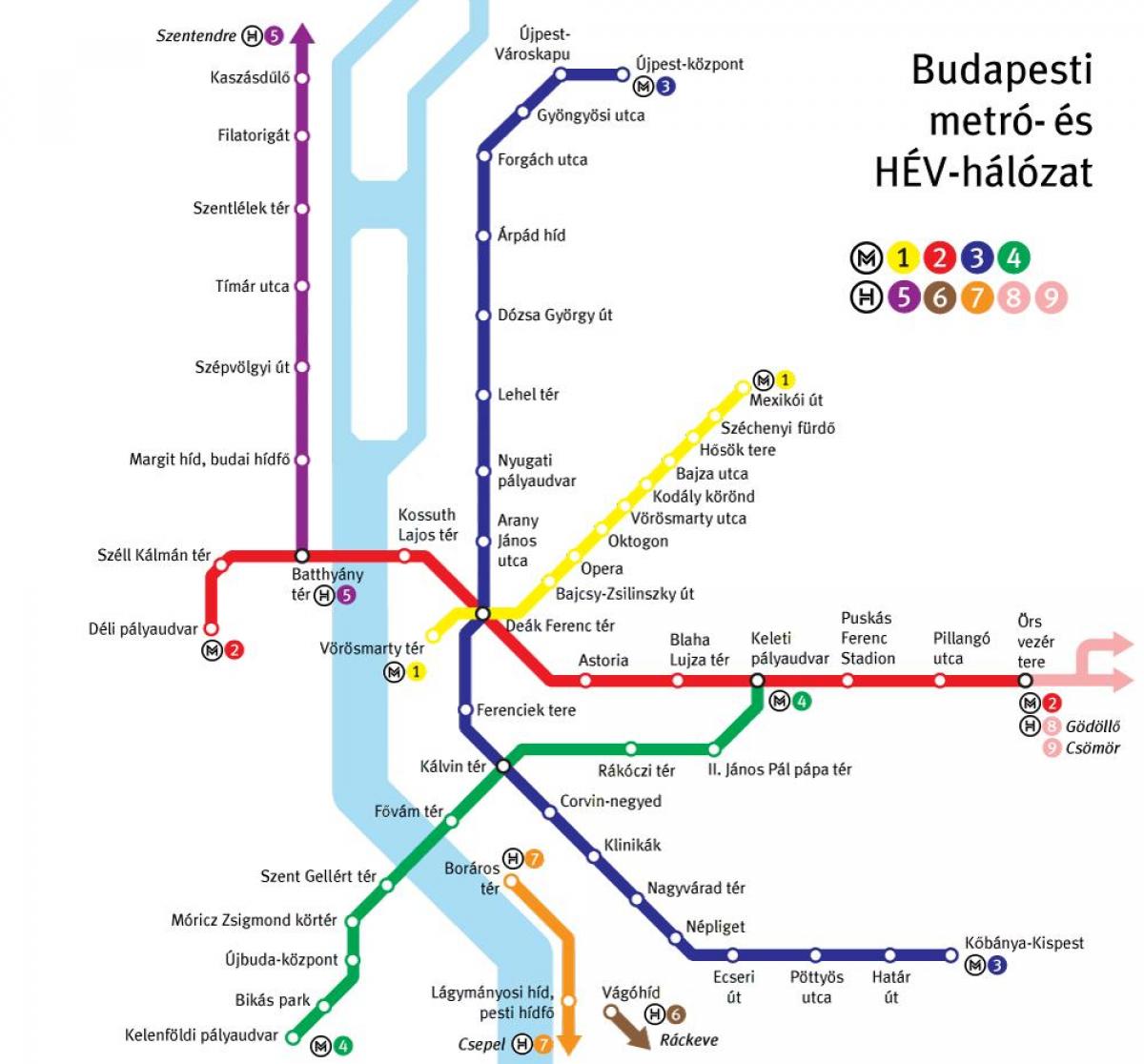 ブダペストの地下鉄駅マップ
