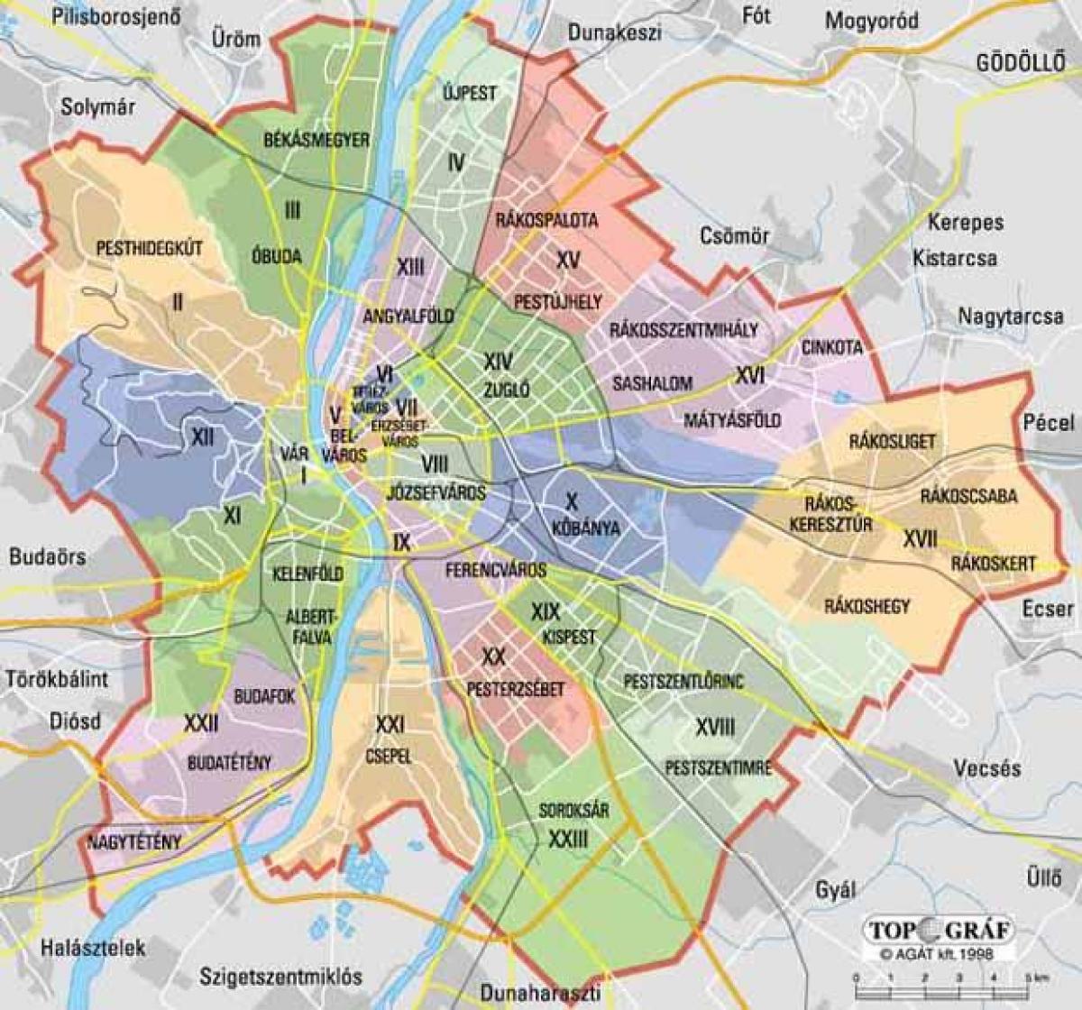 ブダペストの地区地図