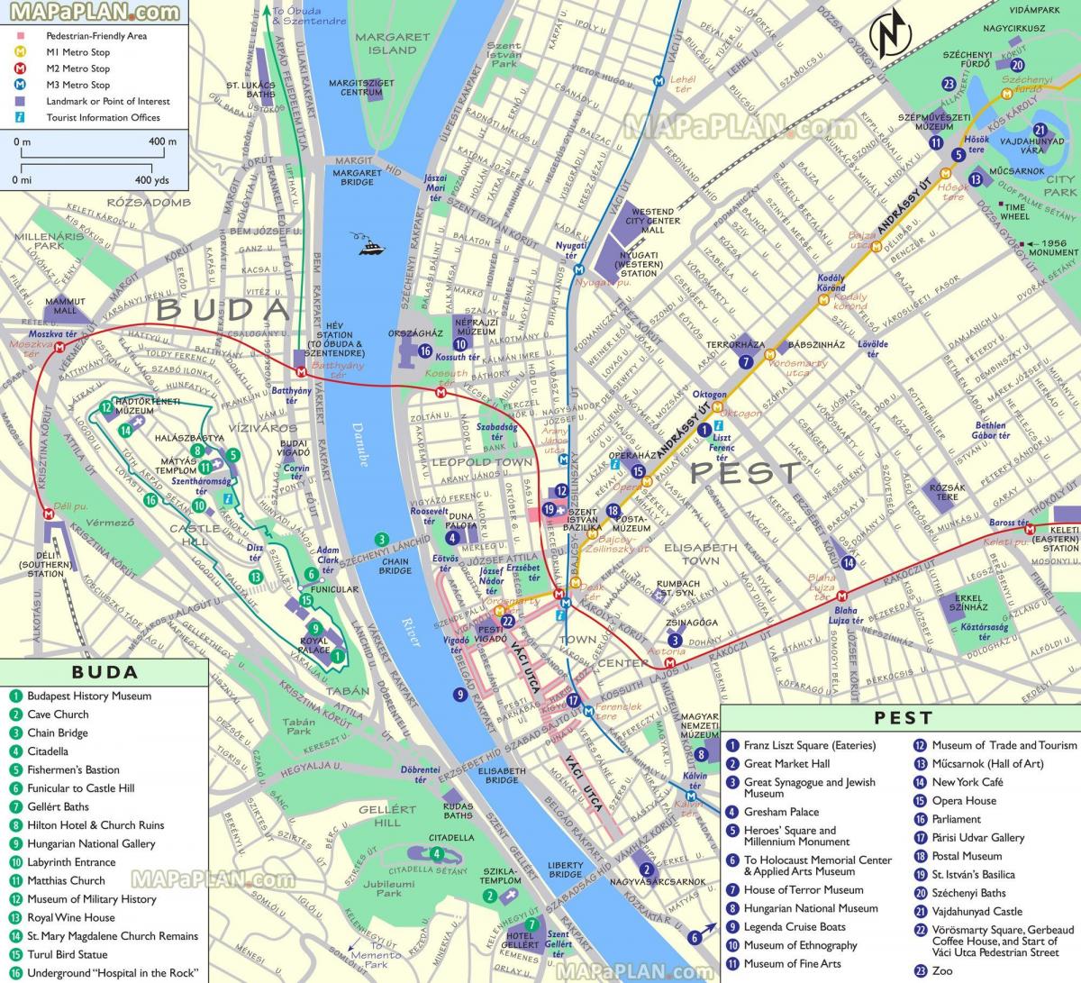 ブダペストの観光マップ